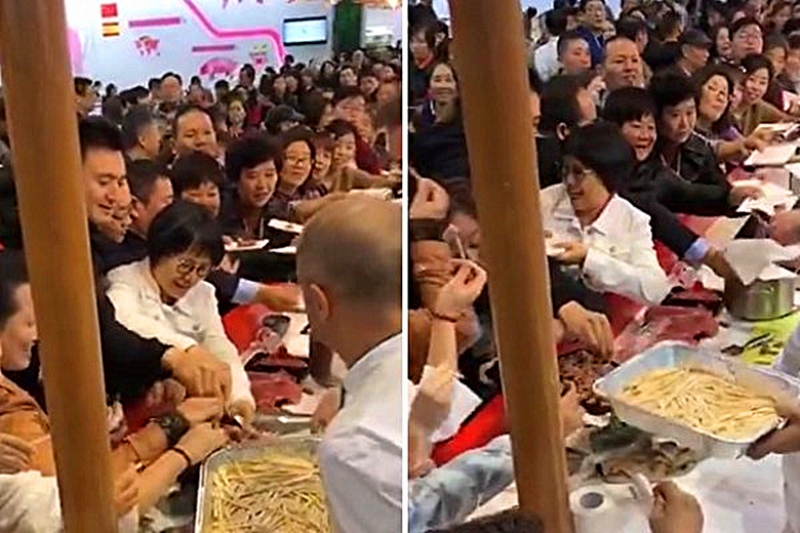 中國國際進口博覽會出現搶食場面(附短片)