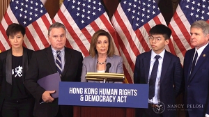佩洛西宣布下周起審議《香港人權與民主法案》