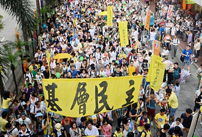 七一遊行林榮基、劉山青、程翔打頭陣