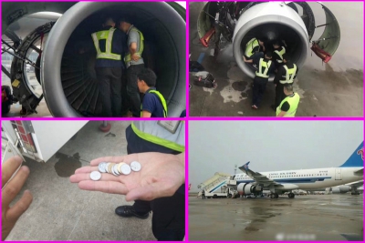 老婦搭飛機撒硬幣求平安險釀空難