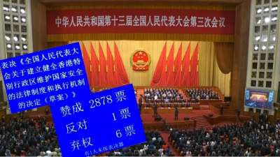 人大通過授權常委會制定《港區維護國家安全法》