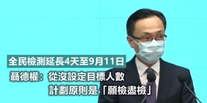 聶德權：全民檢測延長4天至9月11日 19間檢測中心將停用【附名單】