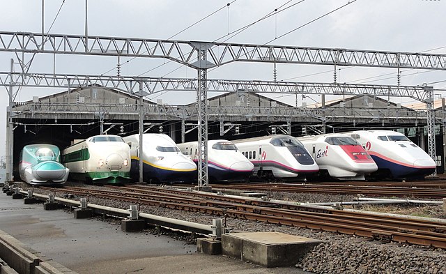 640px JR East Shinkansen lineup at Niigata Depot 201210