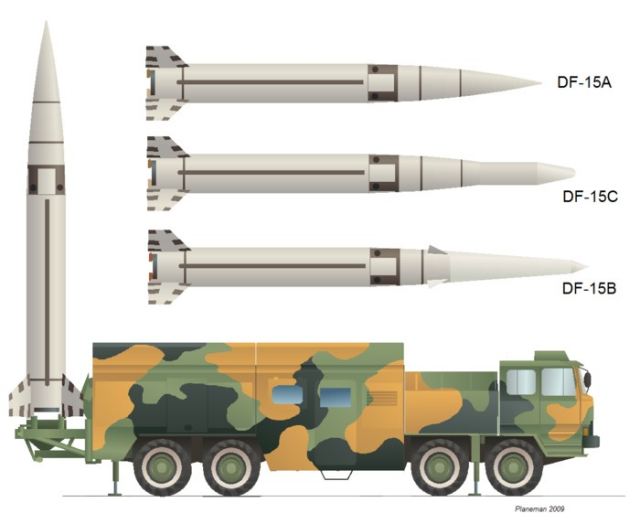 DF 15 short range road mobile ballistic missile China Chinese army military equipment defense industry line drawing blueprint 001