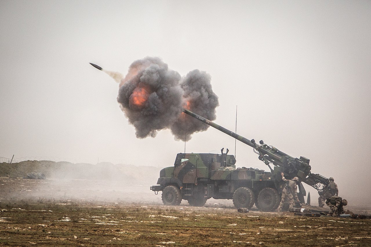 A French Caesar self-propelled howitzer fires into the Middle Euphrates River Valley in Southwest Asia, Dec. 2, 2018. As part of the Combined Joint Task Force - Operation Inherent Resolve, they are supporting the Syrian Democratic Forces as they clear the last remaining pockets of ISIS from the Middle Euphrates River Valley and pre-vent them from fleeing into Iraq. In conjunction with partner forces, Combined Joint Task Force – Operation Inherent Resolve defeats ISIS in designated areas of Iraq and Syria and sets conditions for follow-on operations to increase regional stability.  (U.S. Army photo by Sgt. 1st Class Mikki L. Sprenkle)