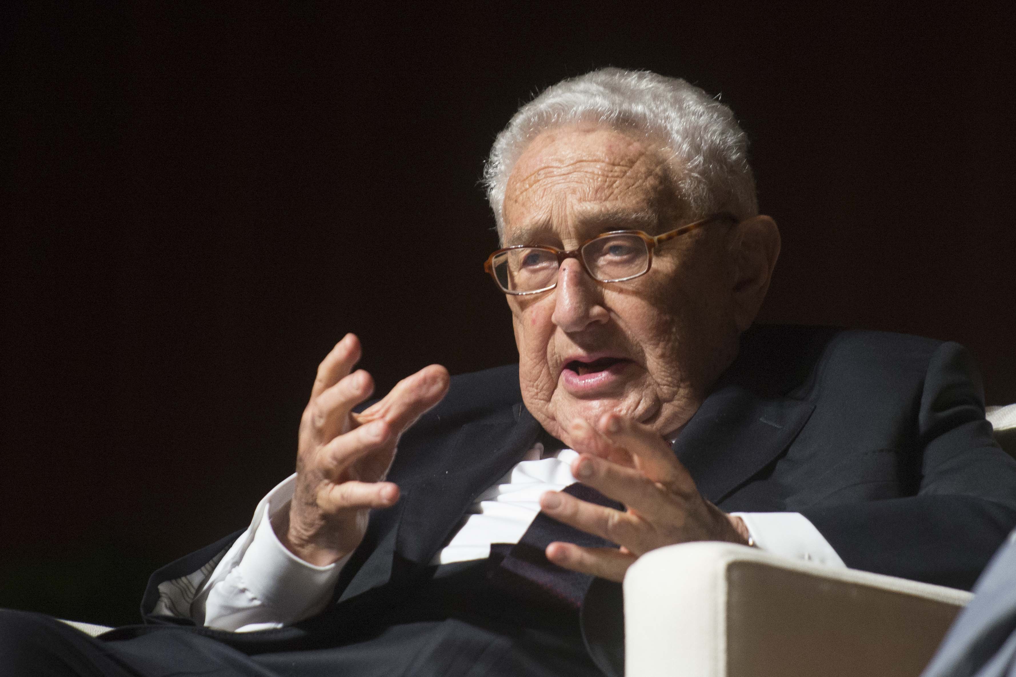 An Evening with Henry KissingerHenry Kissinger, former U.S. Secretary of State and national security advisor for Presidents Richard Nixon and Gerald Ford, discusses the Vietnam War with LBJ Presidential Library director Mark Updegrove on Tuesday, April 26, 2016. Kissinger, who played a leading role in U.S. diplomatic and military policy during the Vietnam War, was the keynote evening speaker on the first day of the LBJ Presidential Library’s three-day Vietnam War Summit. LBJ Library photo by Marsha Miller 04/26/2016.