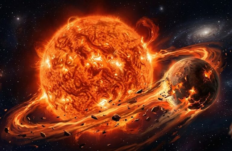 artist conception star engulfing planet 768x501